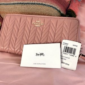 Coach pink accordion wallet